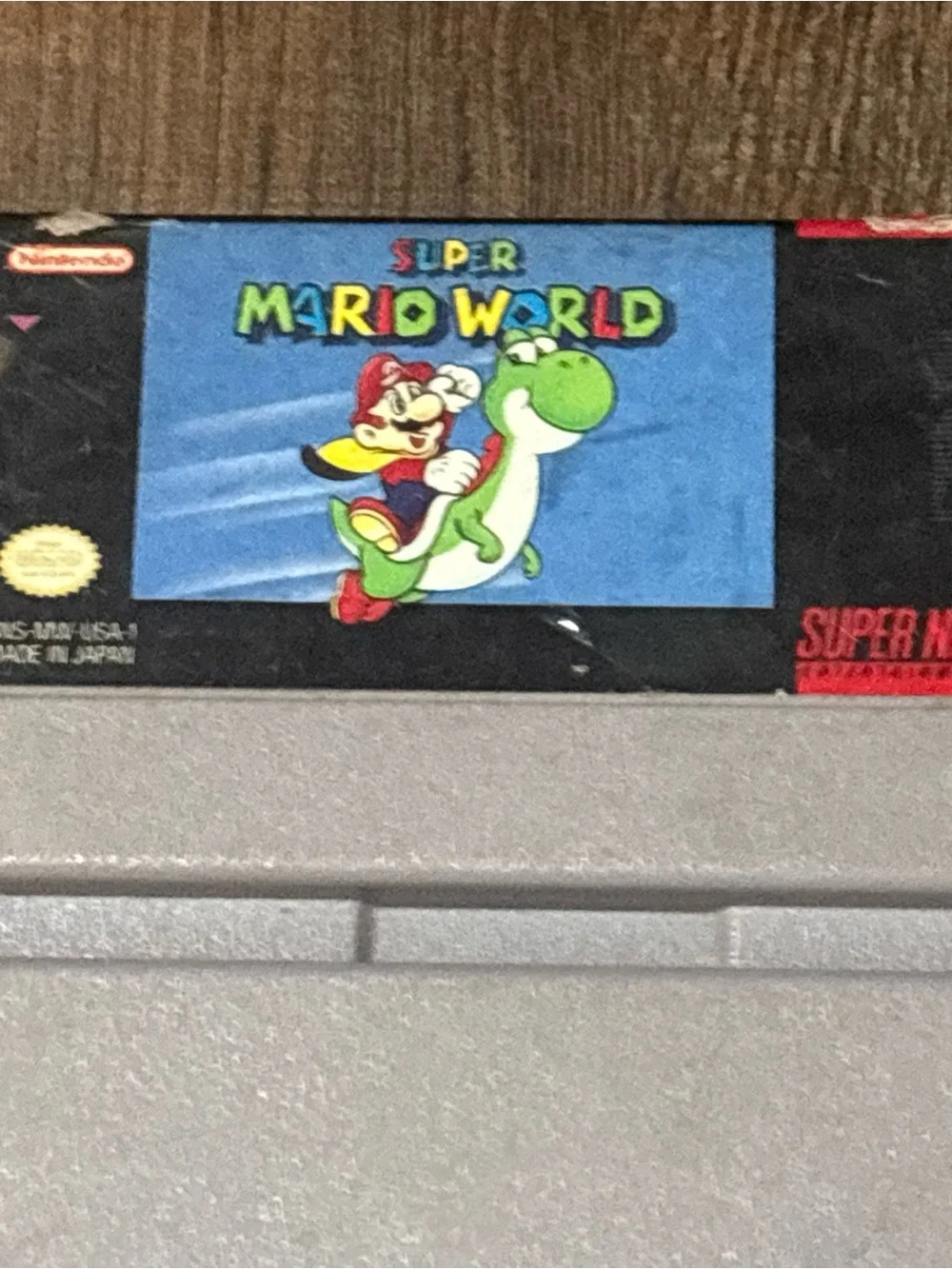 Nintendo Super Mario World SNES Cartridge - Light Gray Shell, Blue Label